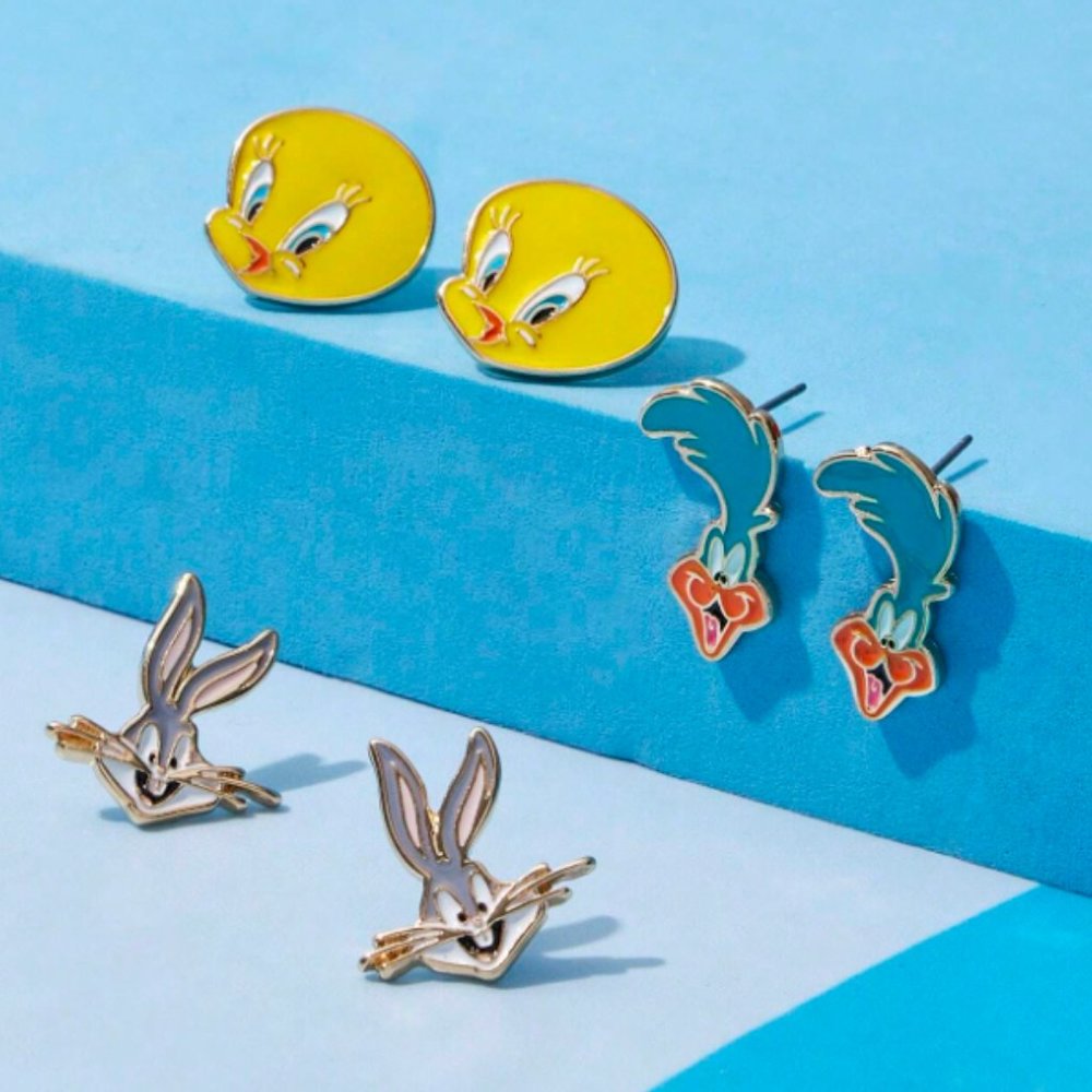 3 Pairs - Looney Tunes Stud Earrings